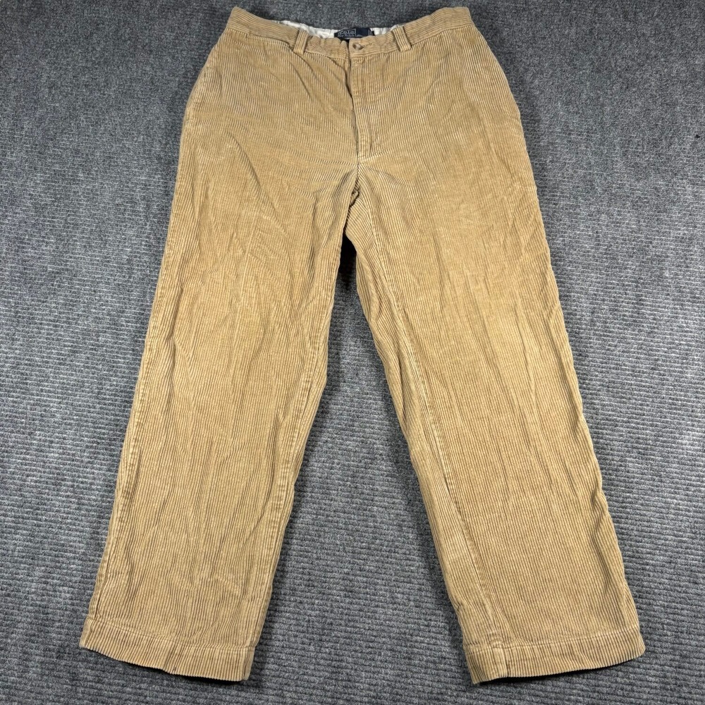 Polo Ralph Lauren Philip Pant Mens 34x30 Tan Exc Wide Wale Corduroy Trousers